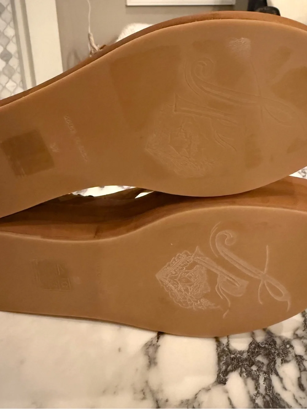 Free People Haven Thong Flatform Sandals Tan Leather Platform Flip Flops 37 NEW